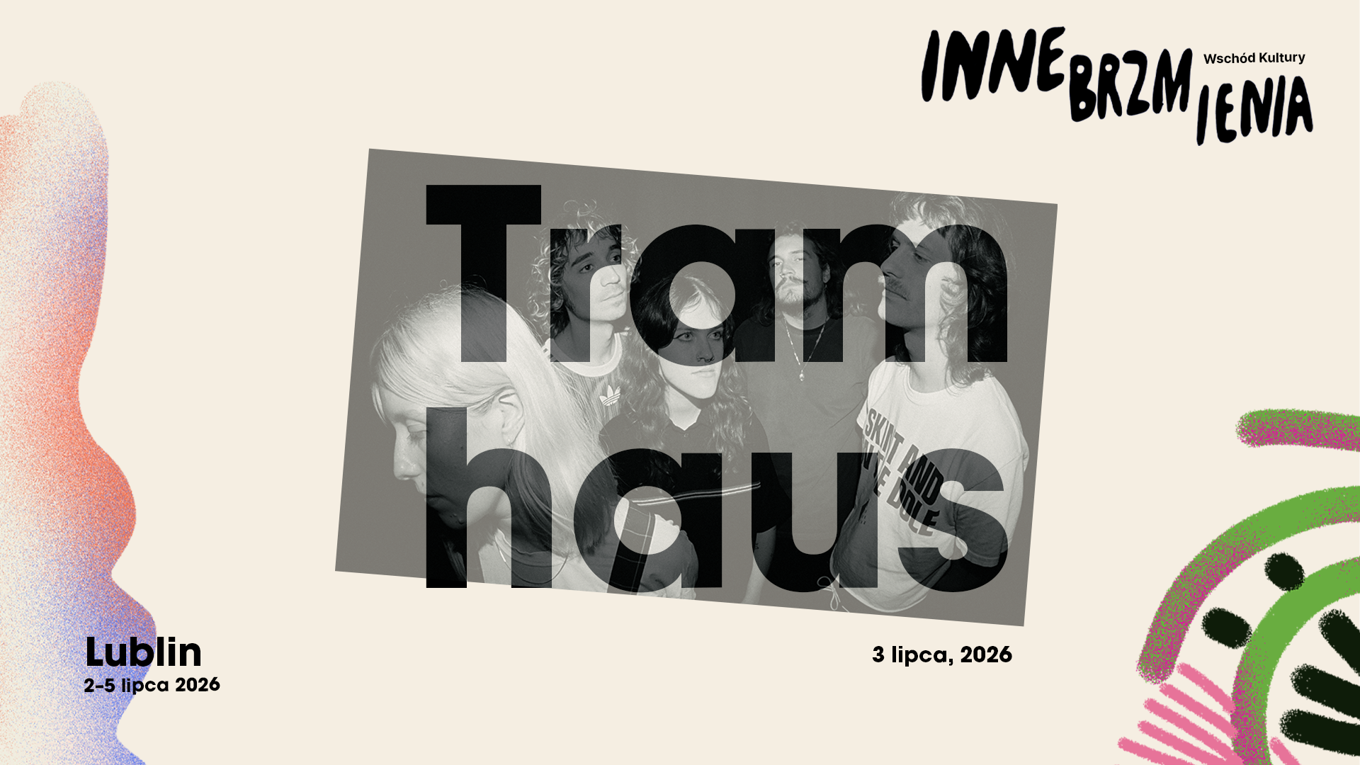 tramhaus Czarno-białe zdjęcie członków zespołu.