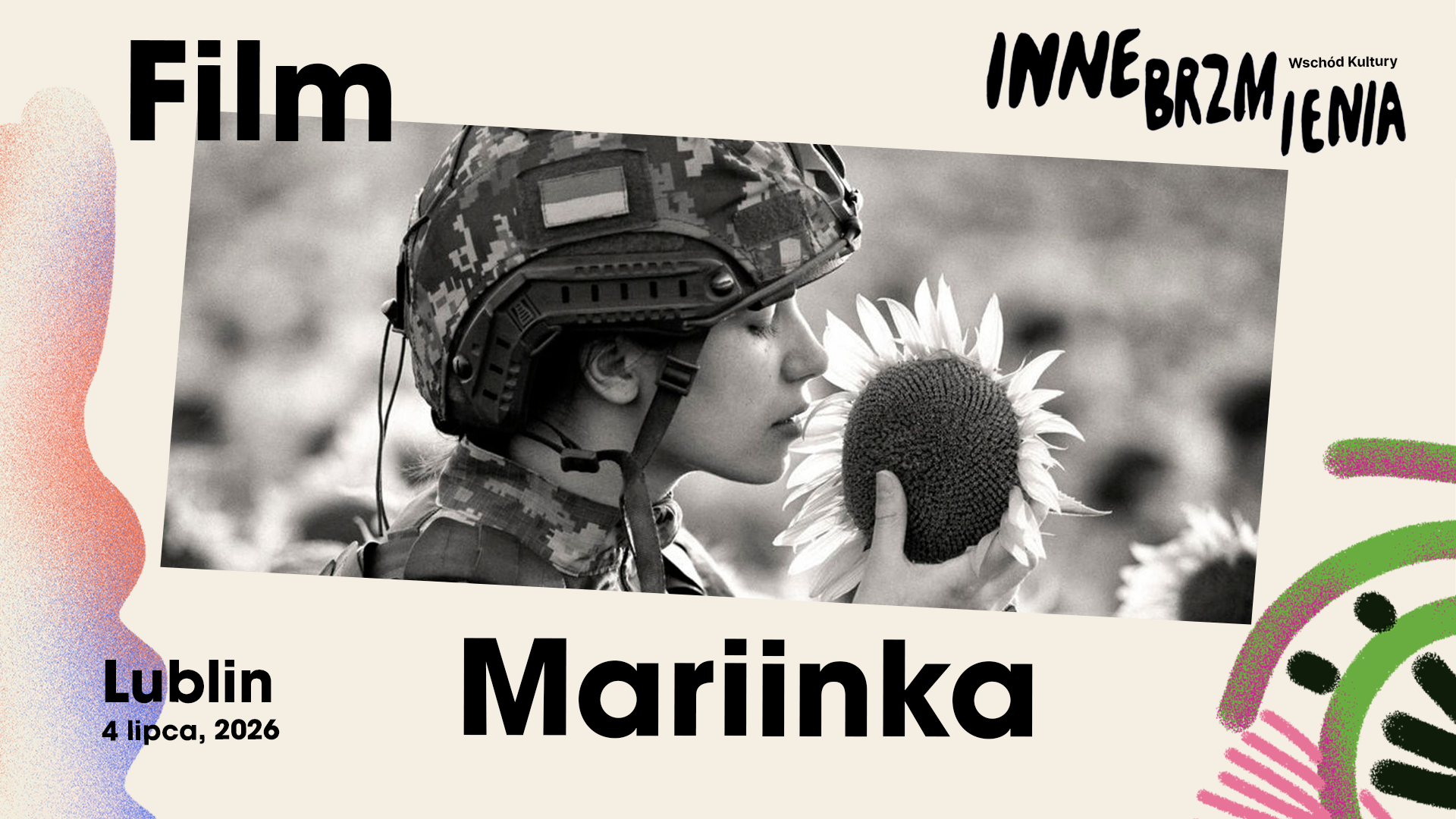 Mariinka_hd Czarno-białe zdjęcie żołnierza. Napis: Martiinka.